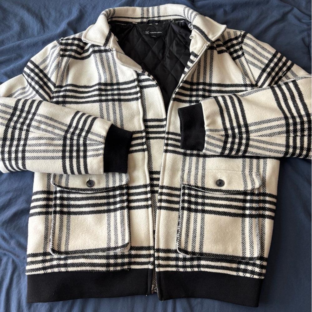 INC International Concepts Quilted Black and Gray Jacket